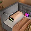 Upholstered Hydraulic Storage Daybed With USB & Type C Charging