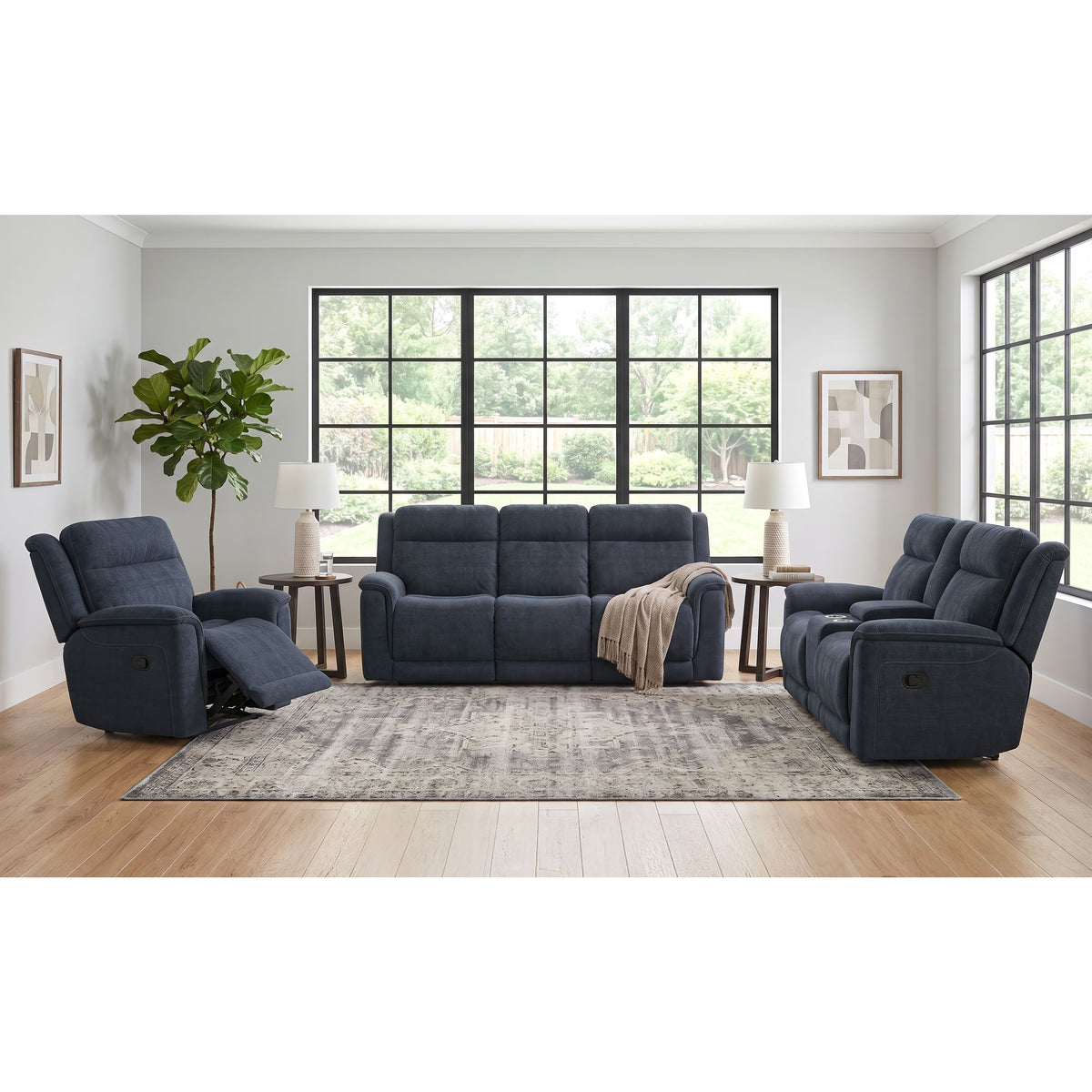 Striker Loveseat With Console in Blue by Elements International, view 6
