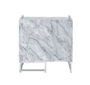 Azrael - Accent Table - White Printed Faux Marble & Chrome