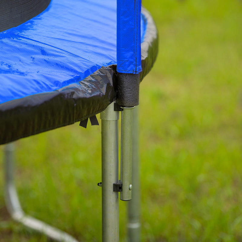 10Ft Trampoline With Basketball Hoop Inflator And Ladder (Inner Safety Enclosure) - Blue