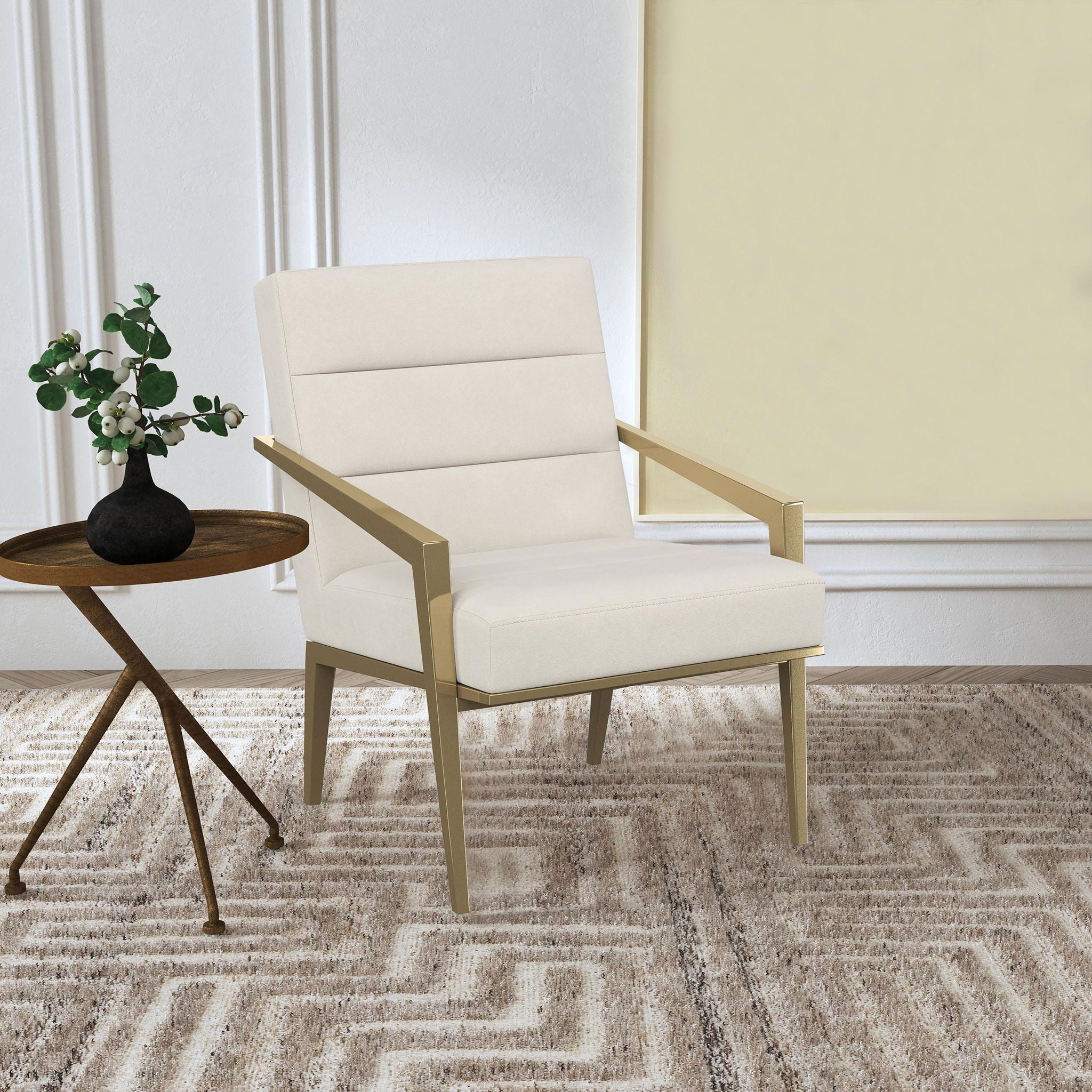 Kirra Upholstered Metal Arm Accent Chair Cream - Atlantic Fine Furniture Melbourne FL