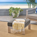 Outdoor Aluminum Ottoman With Cushion - Gray