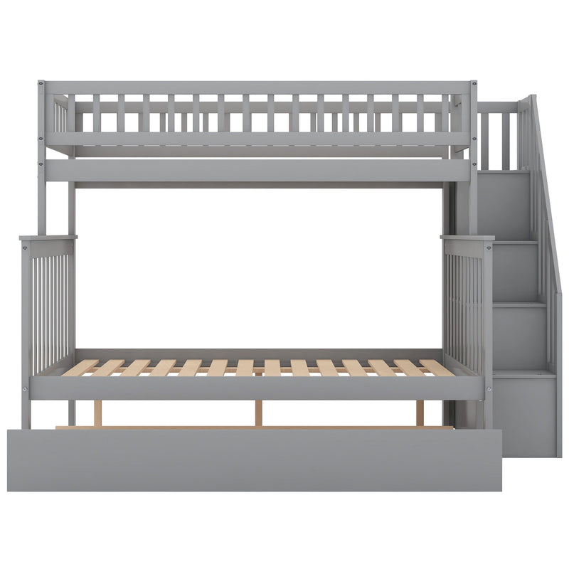 Twin Over Full Bunk Bed With Trundle And Staircase