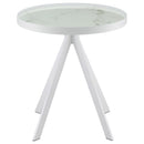 Briggs - Round Marble Printed Glass Top End Side Table