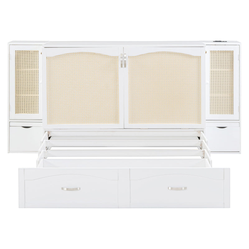 Murphy Wall Bed With Drawer And Rattan Decoration