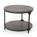 Coffee Table With Wood Patterned Tabletop And Iron Frame - Gray