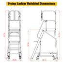 Heavy Duty Aluminum Rolling Platform Ladder With Steps, 375Lbs Capacity