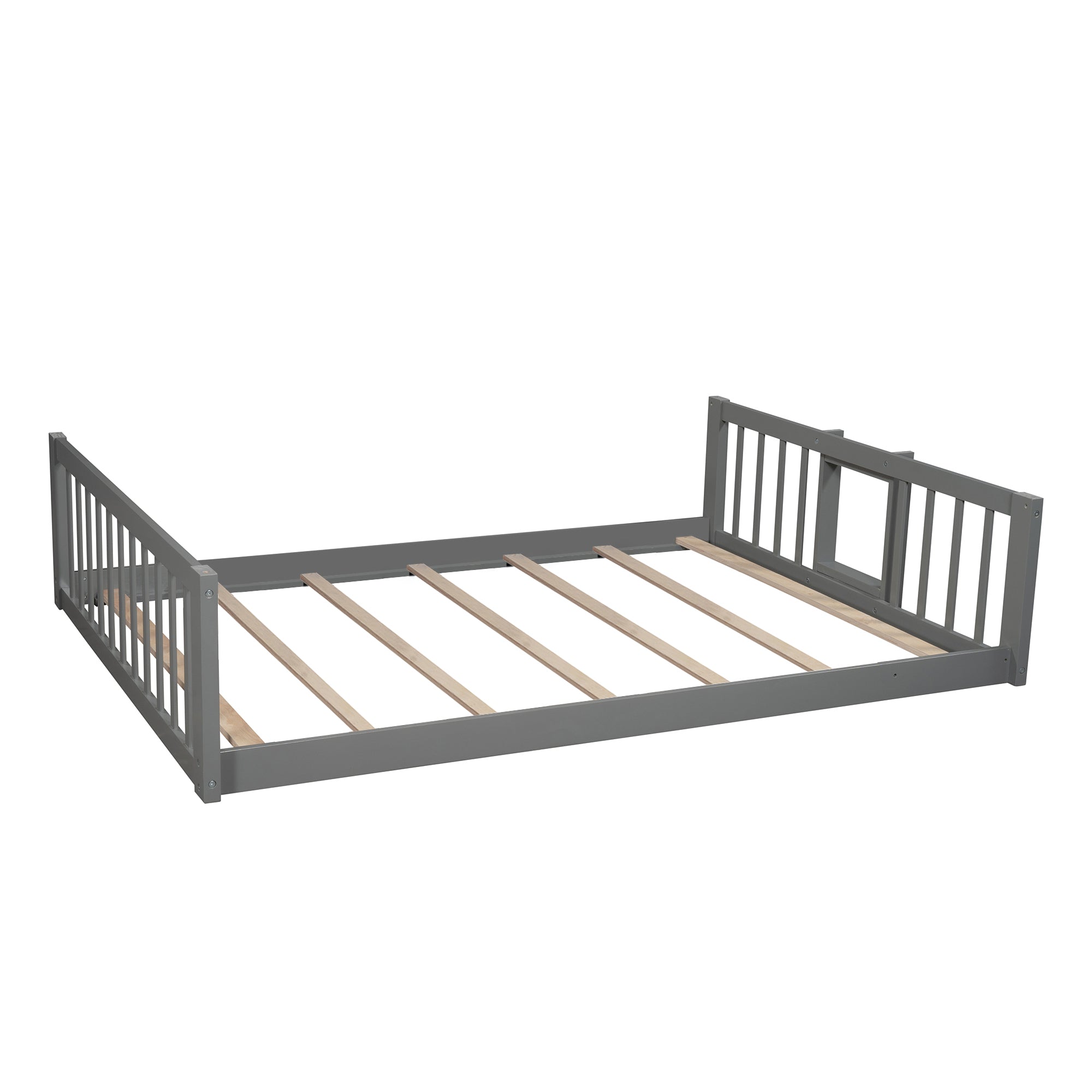 Full-Over-Full-Over-Full Triple Bed with Built-in Ladder and Slide , Triple Bunk Bed with Guardrails, Gray(OLD SKU :LP000052AAE) - Atlantic Fine Furniture Melbourne FL