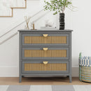 3 Drawer Cabinet, Natural Rattan, American Furniture