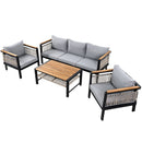 4 Pieces Outdoor Sectional Sofa Set 5 Person Patio Seating Group Outdoor Conversation Set With Cushions And A Coffee Table For Patios