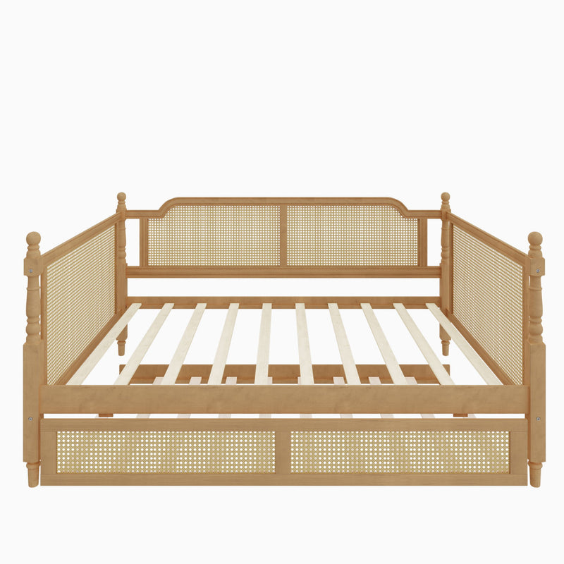 Traditional Style Rattan Daybed, No Box Spring Needed