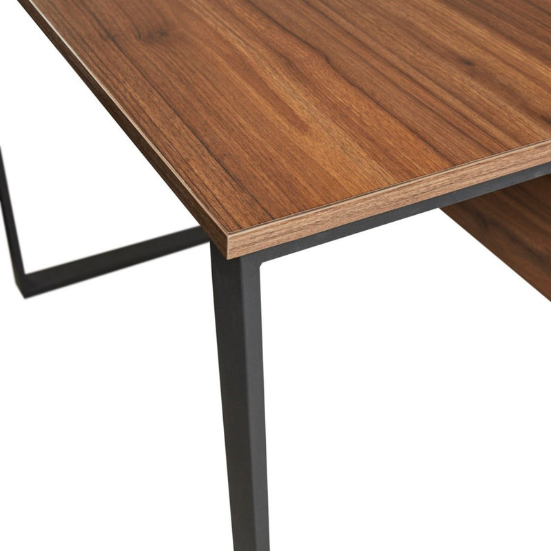 Computer Desk With Metal Legs - Dark Coffee