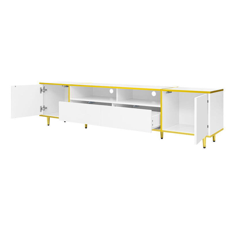 TV Stand For TVs Up To 80", Entertainment Center With 2 Shelves And LED Lights
