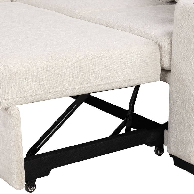 Single Pull Out Sofa Bed With USB Ports And Cup Holders