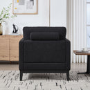 Wide Modern Farmhouse Performance Accent Chair With Legs, Wood Base