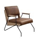 Eacnlz - Accent Chair - Cocoa Top Grain Leather & Matt Iron Finish - Atlantic Fine Furniture Inc
