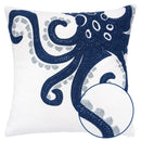 Octopus Patterned Pillow Cover With Matching Back - White