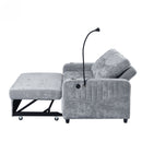 Modern Loveseat Pull Out Sofa Bed With Adjustable Backrest, Two Cup Holders, A Phone Holder, Three Charging Ports And Side Storage Pockets For Living Room