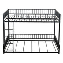 Bunk Bed Frame With Ladder And Safety Guardrails