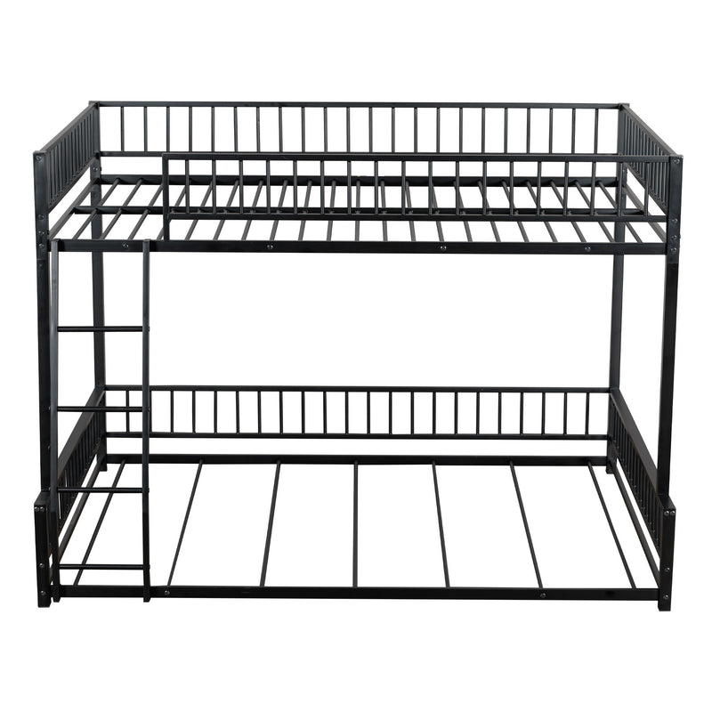 Bunk Bed Frame With Ladder And Safety Guardrails