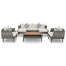 6 Pieces All Weather Sofa Set, Outdoor Rattan Sofa With Double Cushions