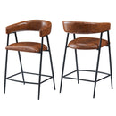 Counter Stools (Set of 2), Upholstered Counter Stools With Iron Frame, Backrest, Footrest, Arm Counter Stools For Home Bar, Kitchen Counter - Brown