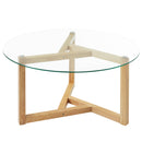 Round Glass Coffee Table Modern Cocktail Table