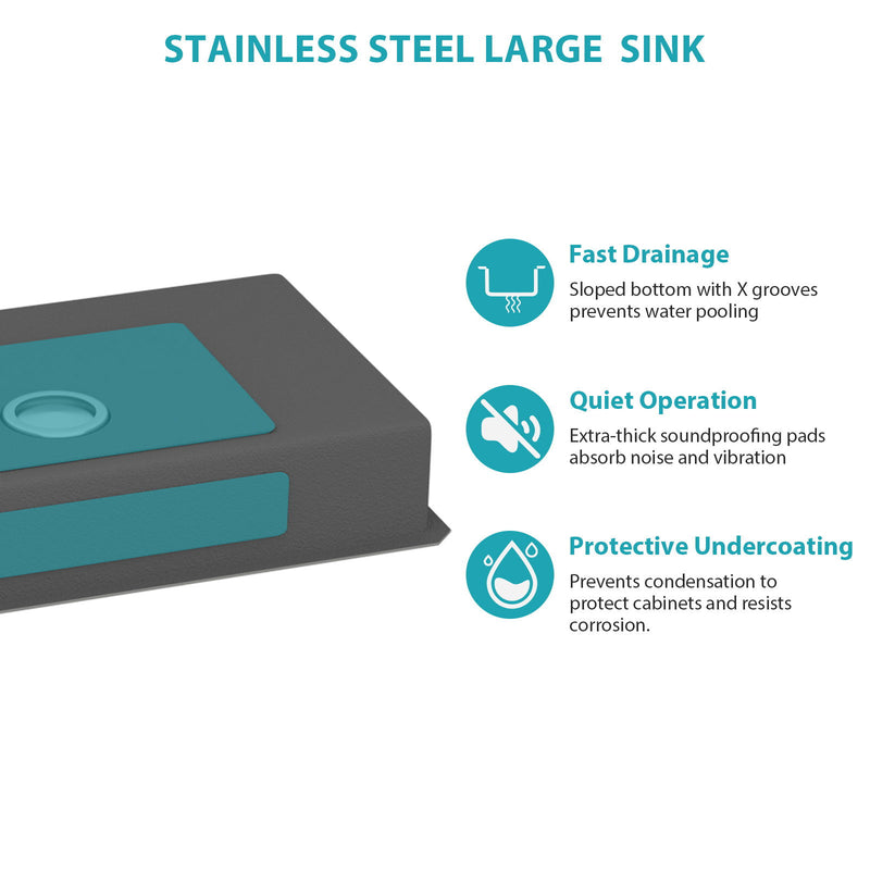 Ada-Compliant Undermount Kitchen Sink, Low Depth Single Bowl - Brushed Nickel