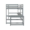 Full Loft Bed with Built-in Desk, Ladder Platform, Ladders, Guardrails,Grey