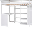 Loft Bed With Built In Desk, Storage Shelves, And Wardrobe