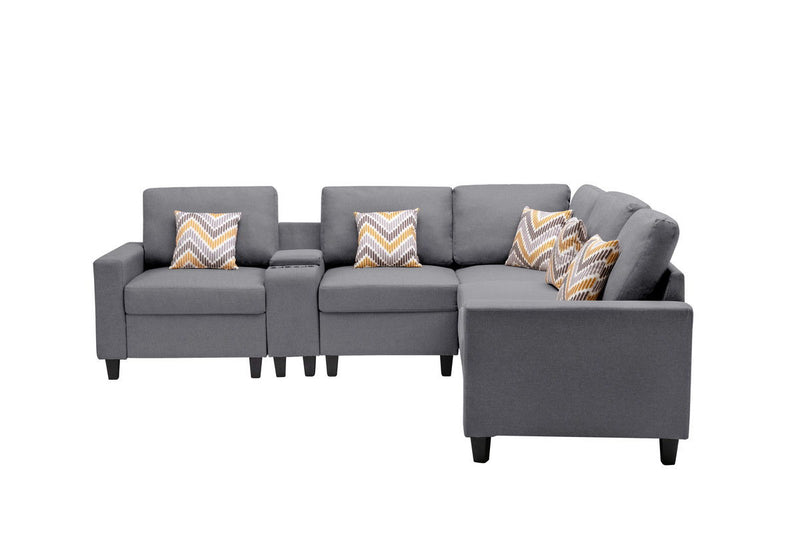 Nolan - Fabric 6 Piece Sectional Sofa With Pillows And Interchangeable Legs