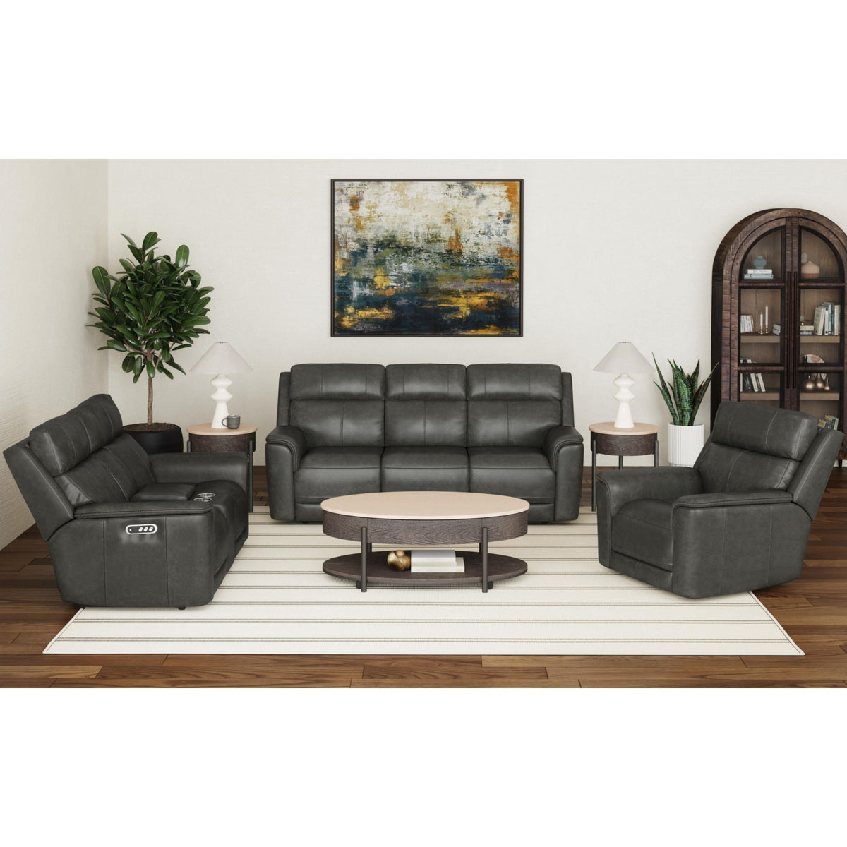 Mustang P3 Sofa With DDT, Wireless Chargerin in Dark Brown by Elements International, view 13