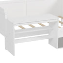 Daybed With Storage Shelves And Lockers, Multi Functional Bed With Study Desk And Matching Stool