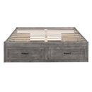Queen Size Platform Bed with 6 Storage Drawers,Antique Gray