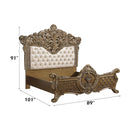 Constantine - Eastern King Bed - PU Leather, Light Gold, Brown & Gold Finish - Atlantic Fine Furniture Inc