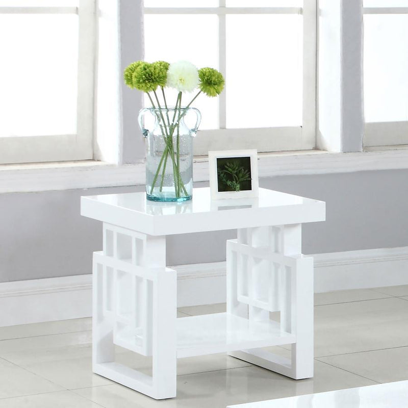 Schmitt - Rectangular Side End Table - White High Gloss - Atlantic Fine Furniture Inc