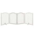 4 Panel Freestanding Pet Gate With Foldable Design And Support Feet - White
