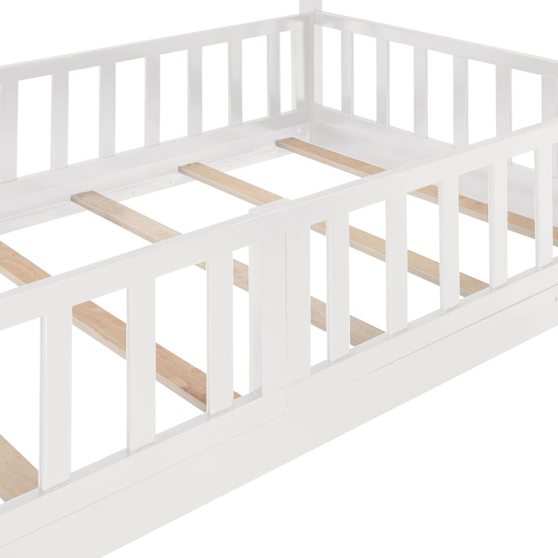 Twin Over Twin Bunk Bed With Slide And Ladder - White