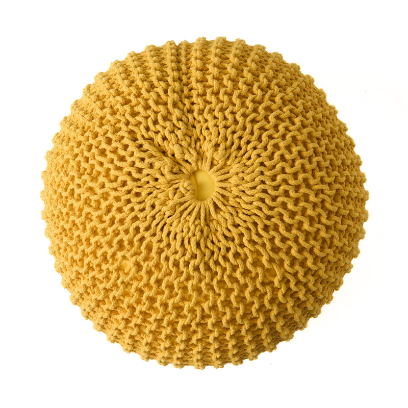 Bordeaux - Knitted Cotton Round Pouf Ottoman, Floor Cushion