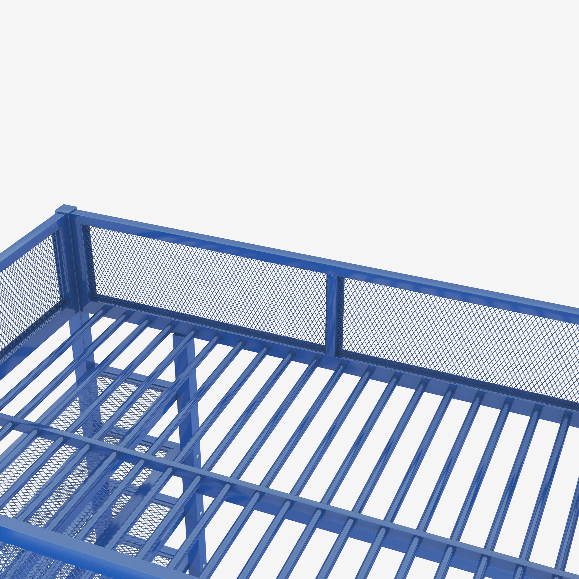 Full Size Metal Loft Bed with 4-Tier Shelves and Storage, Blue - Atlantic Fine Furniture Melbourne FL