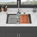 33" Drop In Kitchen Sink Single Bowl 16 Gauge Stainless Steel Ledge Workstation - Black