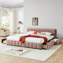 Modern Platform Bed Frame With Thick Chenille Fabric