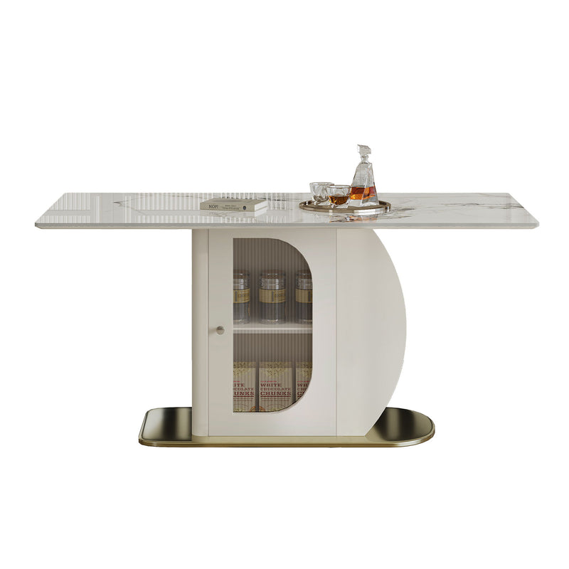 Dining Table For 4 - 6 People, Storage Shelf - White