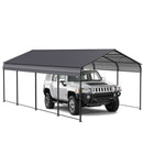 Metal Carport 12 X 20 Ft Heavy Duty With Galvanized Steel Roof Metal Garage Canopy With Galvanized Steel Roof & Frame Car Tent Outdoor Storage Shed For Car Boats And Truck - Alabaster / Dark Gray