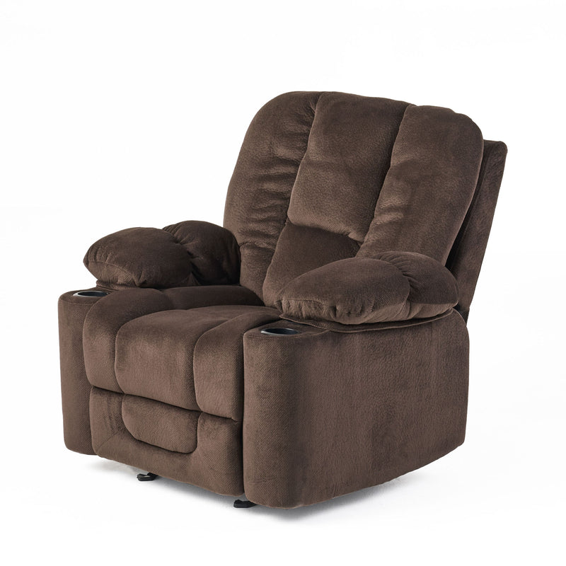 Luxurious Manual Recliner Chair With Skin-Friendly Fabric And Dual Cup Holders