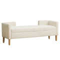 Wide Corduroy Storage Soft Bench With Armrests, Backrest And Two Bolster Pillows