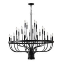 24 Light Chandelier Industrial Iron Candle Chandelier Modern Suspended Farmhouse Chandeliers Pendant Light Fixtures For Dining Room Bedroom Living Room Kitchen Island Foyer E12 Bulb (No Include) - Black