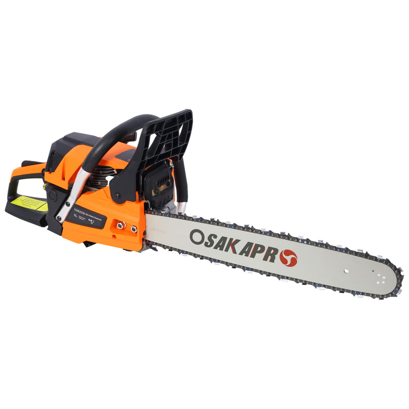 62Cc Gas Powered Chainsaw 20" 2 Cycle Petrol Handheld Chain Saw Epa Compliant Aluminium - Orange