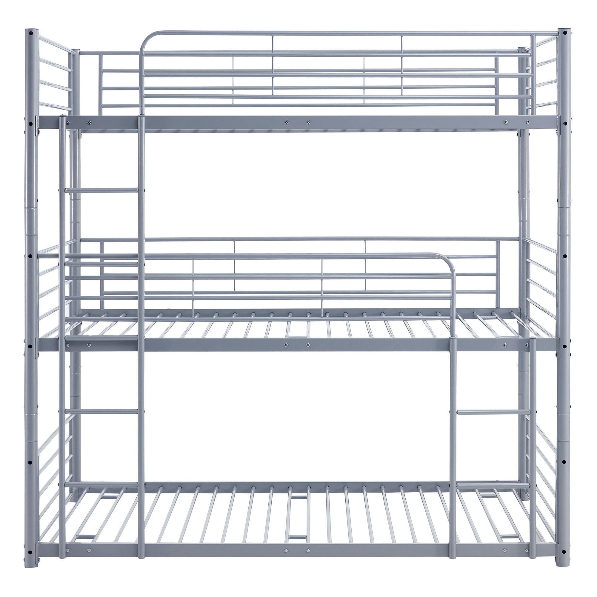 Full-Full-Full Metal  Triple Bed  with Built-in Ladder, Divided into Three Separate Beds,Gray(OLD SKU:LP000297AAE) - Atlantic Fine Furniture Melbourne FL
