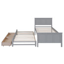 Twin Size Platform Bed with Trundle and Drawers, Gray